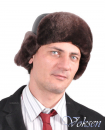Мужская ушанка из мутона и кожи