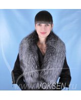 Меховой воротник из чернобурки длинный - чернобурка